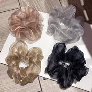 シュシュ ヘアゴム 2個 女性 オーガンジー風 光沢 透け感 ヘアアクセサリー 髪飾り 髪留め ヘアアレンジ まとめ髪 おしゃれ