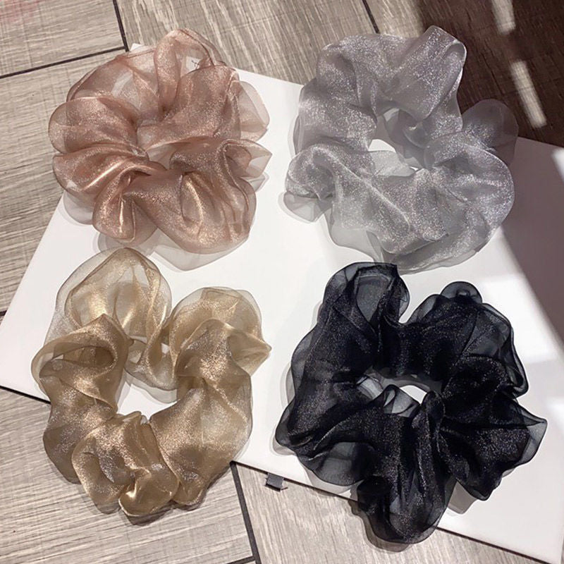 シュシュ ヘアゴム 2個 女性 オーガンジー風 光沢 商品画像2