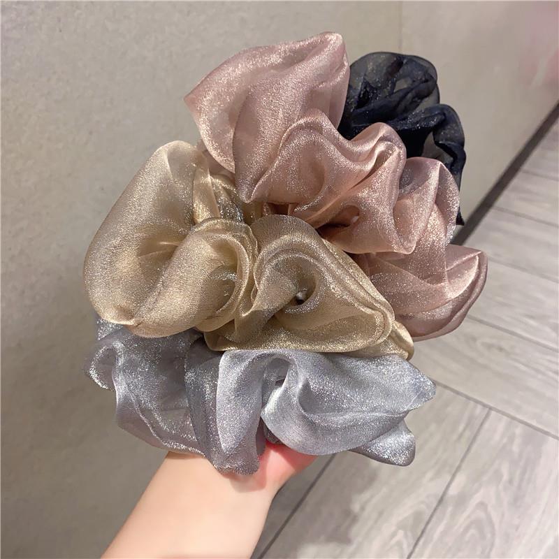 シュシュ ヘアゴム 2個 女性 オーガンジー風 光沢 商品画像3