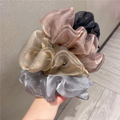 シュシュ ヘアゴム 2個 女性 オーガンジー風 光沢 商品画像3