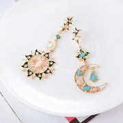 ピアス スタッドピアス アクセサリー レディース 太陽 月 ラインストーン 大ぶり カラフル 宝石風 キラキラ かわいい おしゃれ エレガント フォーマル パーティー 結婚式 ギフト 記念日 誕生日 プレゼント 贈り物 ファッション小物 女性用 婦人用