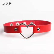 チョーカー ネックレス 首飾り レディース 女性用 アクセサリー レザー調 フェイクレザー ハート シンプル 幅広 太め お洒落 可愛い ゴシック ロリータ ファッション小物