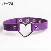 チョーカー ネックレス 首飾り レディース 女性用 アクセサリー レザー調 フェイクレザー ハート シンプル 幅広 太め お洒落 可愛い ゴシック ロリータ ファッション小物