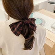 ヘアゴム 髪ゴム レディース 女性用 ヘアアクセサリー まとめ髪 ヘアアレンジ リボン 大きい ギンガムチェック ホワイト ブラウン ブラック ベージュ かわいい おしゃれ ファッション小物