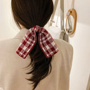 ヘアゴム 髪ゴム レディース 女性用 ヘアアクセサリー まとめ髪 ヘアアレンジ リボン 大きい ギンガムチェック ホワイト ブラウン ブラック ベージュ かわいい おしゃれ ファッション小物