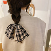ヘアゴム 髪ゴム レディース 女性用 ヘアアクセサリー まとめ髪 ヘアアレンジ リボン 大きい ギンガムチェック ホワイト ブラウン ブラック ベージュ かわいい おしゃれ ファッション小物