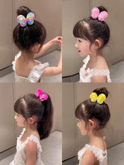 ヘアゴム キッズ ベビー 子供用 ヘアアクセサリー 髪ゴム バタフライ 蝶々 大きめ キラキラ スパンコール 飾り付き カラフル ミックス ふわふわ もこもこ 可愛い お洒落 キュート ヘアアレンジ まとめ髪 ツインテール ポニーテール 編み込み 二つ縛り 柔らかゴム