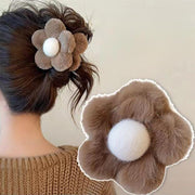 バンスクリップ ヘアクリップ ヘアアクセサリー フラワー お花 髪留め 髪飾り レディース 女性 フェイクファー ふわふわ かわいい おしゃれ キュート 大きめ ヘアアクセント まとめ髪 ヘアアレンジ 婦人用
