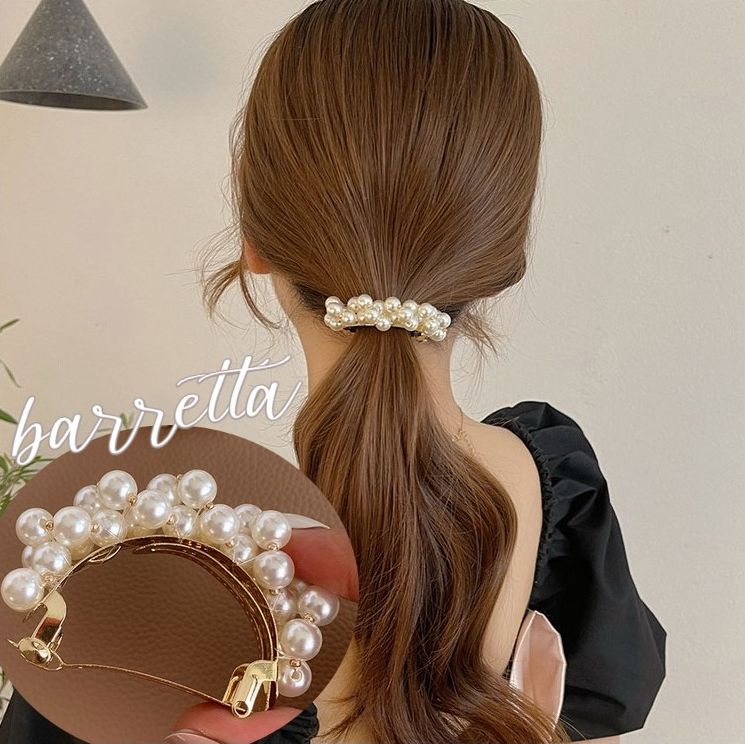 バレッタ ヘアアクセサリー レディース フェイクパール Ｕ型 ポニー 商品画像