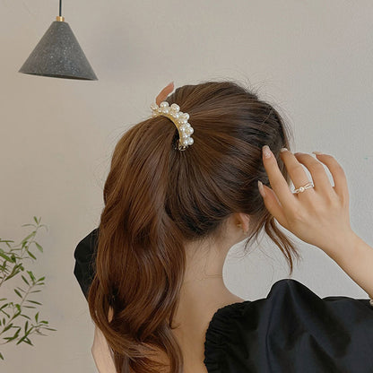 バレッタ ヘアアクセサリー レディース フェイクパール Ｕ型 ポニー 商品画像4