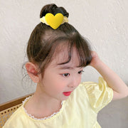 シュシュ ヘアゴム 髪ゴム キッズ 子供用 子ども用 女の子 ヘアアクセサリー ファッション雑貨 ハート 無地 イエロー ブルー ローズピンク フェミニン ガーリー ポップ カジュアル 可愛い キュート おしゃれ
