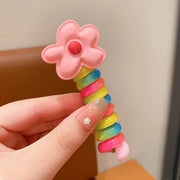 コイルポニー キッズ ヘアアクセサリー スパイラルポニー フラワー リボン ハート スパンコール カラフル スパイラルフック かわいい おしゃれ 女子 女の子 子供