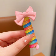 コイルポニー キッズ ヘアアクセサリー スパイラルポニー フラワー リボン ハート スパンコール カラフル スパイラルフック かわいい おしゃれ 女子 女の子 子供
