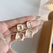 ピアス スタッドピアス イヤリング レディース 女性 アクセサリー 四角 スクエア 2連 クリアカラー お洒落 大人可愛い ファッション小物 プレゼント 贈り物