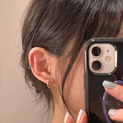 フープピアス レディース アクセサリー 4点セット 2ペア シルバーカラー キャッチレス かわいい キュート 小さめ シンプル ファッション小物 リング 輪っか 重ね付け 婦人用 女性 デイリー