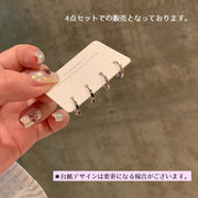 フープピアス レディース アクセサリー 4点セット 2ペア シルバーカラー キャッチレス かわいい キュート 小さめ シンプル ファッション小物 リング 輪っか 重ね付け 婦人用 女性 デイリー