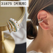 イヤーカフ イヤークリップ レディース 女性用 アクセサリー ラインストーン フェイクパール 重ね付け風 おしゃれ かわいい プレゼント ギフト 結婚式 パーティー ゴールドカラー シルバーカラー チェーン リーフ ハート クローバー