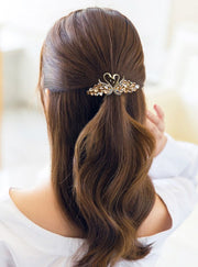 ヘアバレッタ ヘアクリップ ヘアアクセサリー レディース 女性 髪留め 髪飾り まとめ髪 ヘアアレンジ 白鳥 スワン ハート ラインストーン キラキラ ビジュー 上品 かわいい おしゃれ