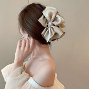 ヘアクリップ バンスクリップ レディース ヘアアクセサリー リボン グリーン ブラック 大きい かわいい エレガント
