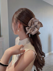 ヘアクリップ バンスクリップ レディース ヘアアクセサリー リボン グリーン ブラック 大きい かわいい エレガント