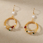 フックピアス レディース アクセサリー 女性用 揺れる 垂れる リング 輪っか サークル ワイヤー フェイクパール ビーズ おしゃれ かわいい エスニック お出かけ カジュアル デイリー 普段使い 婦人用 ファッション小物