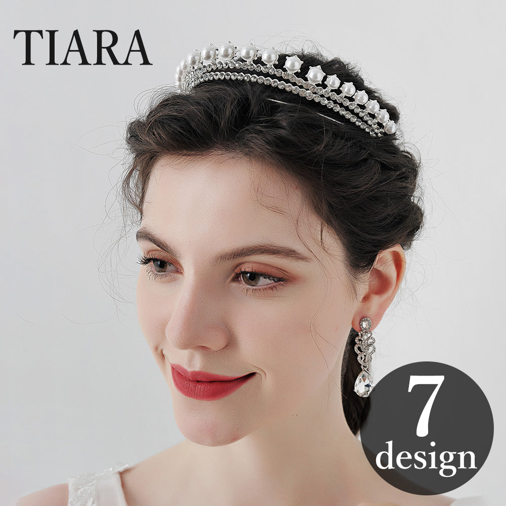 ティアラ レディース 女性 ヘアアクセサリー ラインストーン 花嫁 ウェディング 結婚式 ブライダル 披露宴 フェイクパール 華やか キラキラ