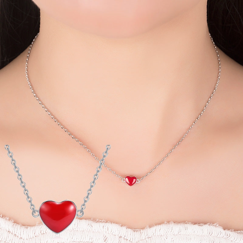 ネックレス レディース アクセサリー 女性用 ハート 赤 チェーン 小ぶり かわいい おしゃれ ギフト プレゼント 首飾り カジュアル 普段使い
