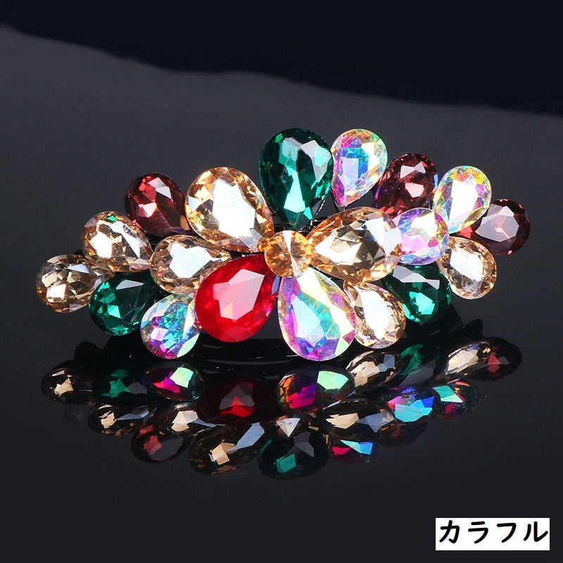 バレッタ レディース ヘアアクセサリー ビジュー ラインストーン カラーストーン風 商品画像3