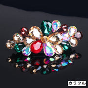 バレッタ レディース ヘアアクセサリー ビジュー ラインストーン カラーストーン風 エレガント 上品 キラキラ 髪飾り 髪留め まとめ髪 ヘアアレンジ かわいい おしゃれ デイリー 普段使い お出かけ 髪かざり 髪どめ ファッション小物 雑貨 女性 カラフル ブルー シャンパン パープル