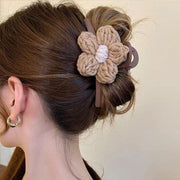 バンスクリップ ヘアクリップ レディース 女性 ヘアアクセサリー 花 フラワー もこもこ 柔らかい 大きめ 髪飾り 髪留め まとめ髪 ヘアアレンジ かわいい おしゃれ