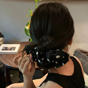 シュシュ ヘアゴム レディース サテン ヘアアクセサリー 髪飾り 髪留め ヘアアレンジ まとめ髪 ドット柄 水玉模様 おしゃれ