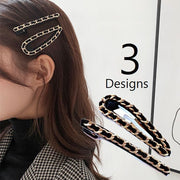 パッチン留め ヘアクリップ ヘアピン レディース ヘアアクセサリー ブラック ホワイト チェーンモチーフ スリーピン くちばしクリップ 髪留め ヘアアレンジ シンプル 上品
