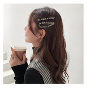 パッチン留め ヘアクリップ ヘアピン レディース ヘアアクセサリー ブラック ホワイト チェーンモチーフ スリーピン くちばしクリップ 髪留め ヘアアレンジ シンプル 上品