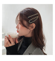 パッチン留め ヘアクリップ ヘアピン レディース ヘアアクセサリー ブラック ホワイト チェーンモチーフ スリーピン くちばしクリップ 髪留め ヘアアレンジ シンプル 上品