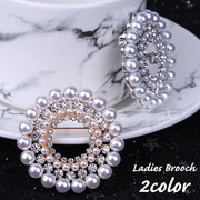 ブローチ ピンブローチ レディース 女性用 アクセサリー パール調 ラインストーン キラキラ サークル おしゃれ 上品 華やか エレガント セレモニー フォーマル パーティー ギフト プレゼント シルバーカラー ゴールドカラー