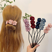 お団子メーカー シニヨンワイヤー レディース ヘアアクセサリー 髪飾り 花 フラワー ヘアアレンジ くるくる巻くだけ簡単 可愛い