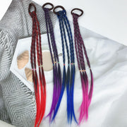 ポイントウィッグ キッズ ヘアアクセサリー ヘアゴム 三つ編み グラデーション ヘアアレンジ 簡単 ウィッグ 付け毛 かわいい おしゃれ 女子 女の子 子供用 カラフル エクステ