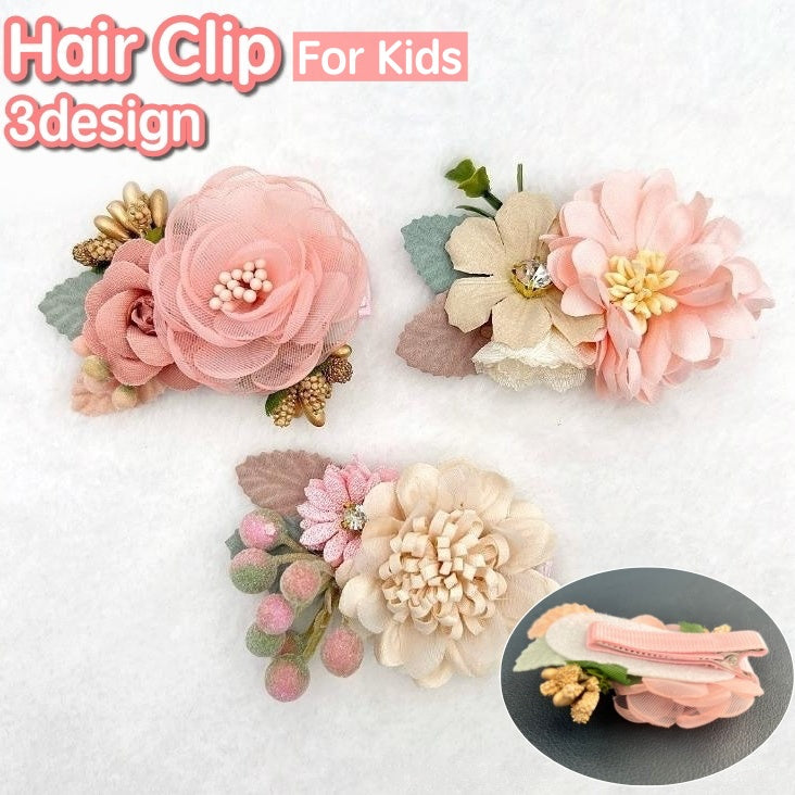 ヘアクリップ ヘアアクセサリー キッズ ジュニア 子供 女の子 ガールズ フラワー お花 髪留め 髪飾り まとめ髪 ヘアアレンジ 華やか おしゃれ 可愛い ファッション小物