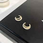 イヤーカフ ノンホール 両耳用 アクセサリー レディース 女性 ラインストーン フェイクパール ゴールドカラー 2連 華やか おしゃれ かわいい デート プレゼント ギフト ファッション小物