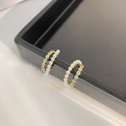イヤーカフ ノンホール 両耳用 アクセサリー レディース 女性 ラインストーン フェイクパール ゴールドカラー 2連 華やか おしゃれ かわいい デート プレゼント ギフト ファッション小物
