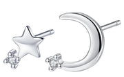 ピアス スタッドピアス レディース アクセサリー プレゼント 誕生日 シンプル 上品 小さめ ラインストーン 月 星 ムーン スター 華奢 小ぶり アシンメトリー ビジュー 宝石風 天然石風 シルバーカラー 普段使い お出かけ お呼ばれ かわいい 可愛い おしゃれ きれいめ 女性 彼女 妻 嫁 大人女子 婦人 ガールズ ギフト 贈り物 記念日 母の日