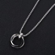 ネックレス レディース メンズ アクセサリー ペンダント リング チェーン ラインストーン シルバーカラー おしゃれ カジュアル シンプル プレゼント ギフト 贈り物 首飾り かっこいい 女性用 男性用 ブルー ブラック 青 黒