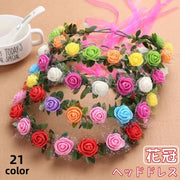 花冠 花かんむり ヘッドドレス バラ 薔薇 フラワーティアラ レディース ウエディング フラワー ブライダルヘッドピース パーティー ティアラ 可愛い