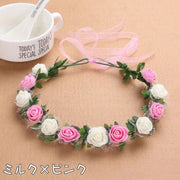 花冠 花かんむり ヘッドドレス バラ 薔薇 フラワーティアラ レディース ウエディング フラワー ブライダルヘッドピース パーティー ティアラ 可愛い