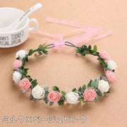 花冠 花かんむり ヘッドドレス バラ 薔薇 フラワーティアラ レディース ウエディング フラワー ブライダルヘッドピース パーティー ティアラ 可愛い