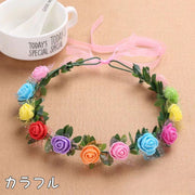 花冠 花かんむり ヘッドドレス バラ 薔薇 フラワーティアラ レディース ウエディング フラワー ブライダルヘッドピース パーティー ティアラ 可愛い