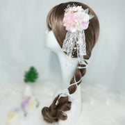 ヘアクリップ ヘッドドレス ヘアアクセサリー コサージュ フェイクパール 花 リボン レース くちばしクリップ 髪飾り ヘアアレンジ 結婚式 ドレス 和装 洋装 浴衣 キラキラ ラメ パール調 かわいい 可愛い ピンク ホワイト パープル 白 成人式