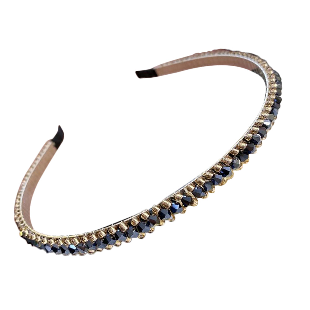 カチューシャ レディース ヘアアクセサリー 髪飾り ラインストーン ツイスト フラット×ブルー バリエーション画像