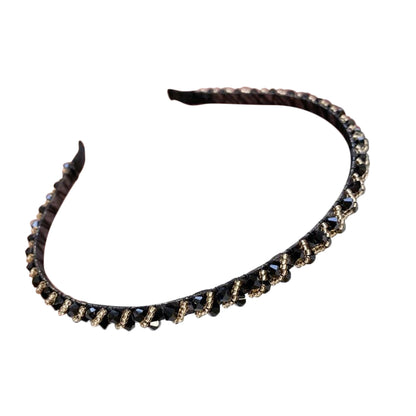 カチューシャ レディース ヘアアクセサリー 髪飾り ラインストーン ツイスト ツイスト×ブラック バリエーション画像
