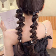 コイルポニー レディース ヘアアクセサリー スパイラルポニー リボン フェイクパール パール調 きれいめ フェミニン おしゃれ かわいい 女性 大人女子